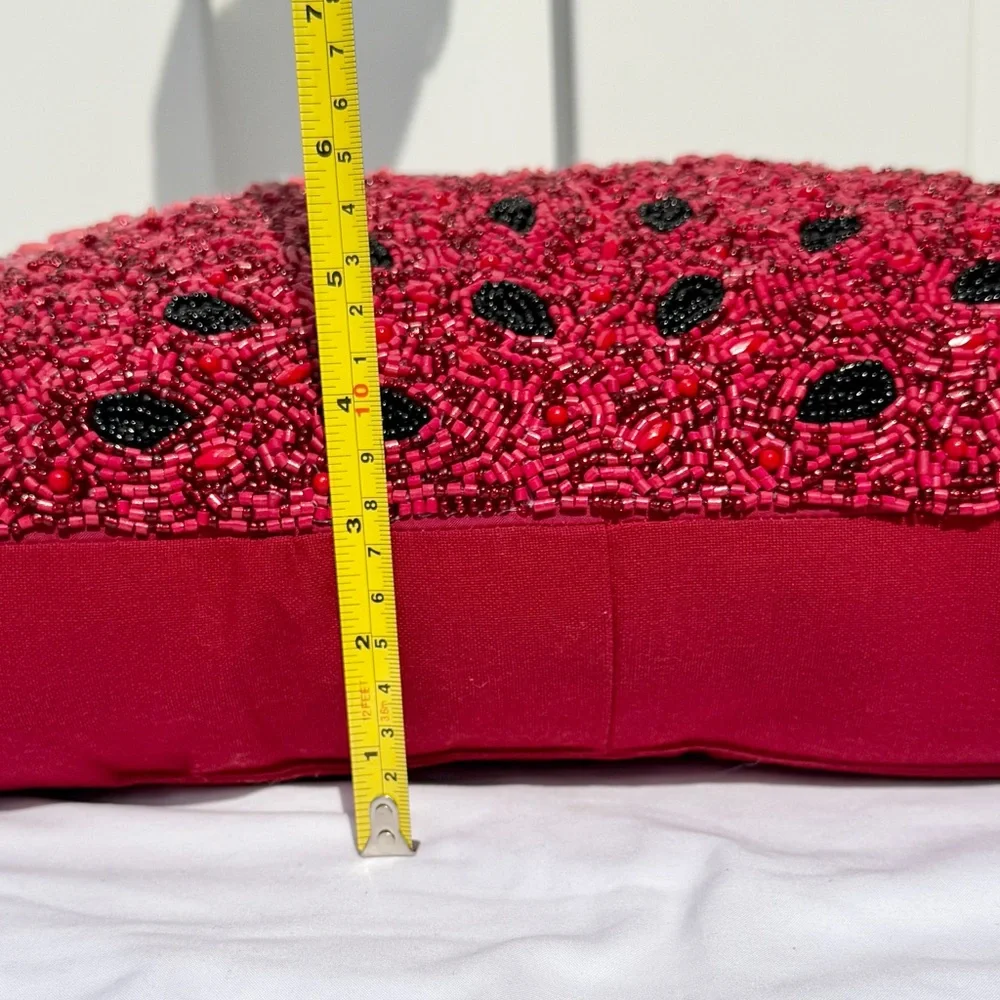 Watermelon Beaded Decorative Accent Pillow NEW